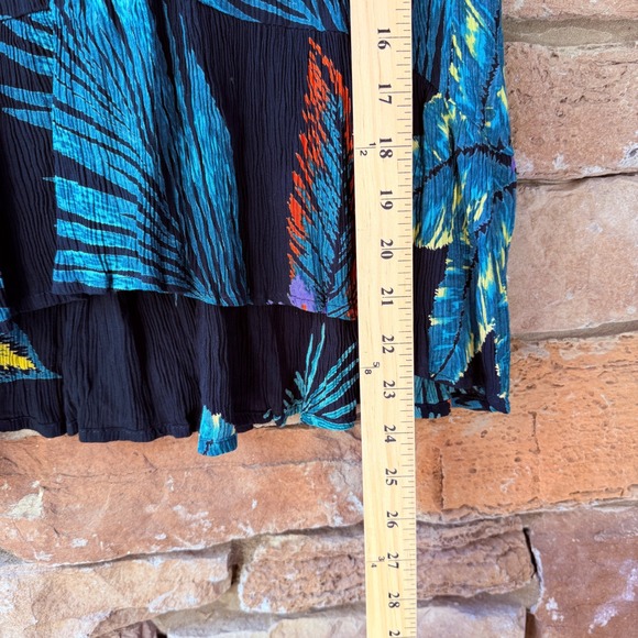 Patrons of Peace Tropical Embroidered Crinkle Ruffle Women Tank Top Boho Artsy - Picture 10 of 10